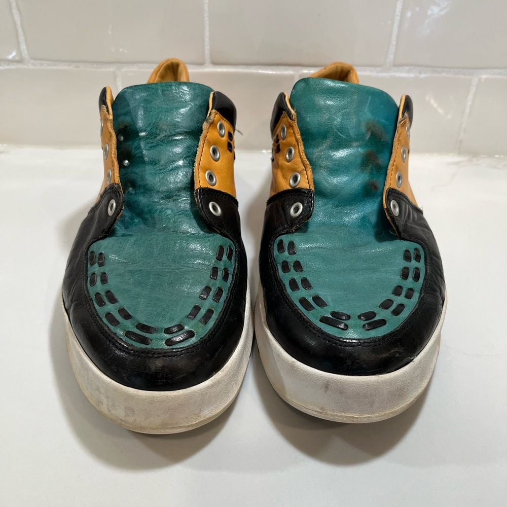 John Fluevog Teal and Black Sneakers